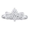 Image 1 : 10KT White Gold 0.10CTW DIAMOND CLUSTER RING