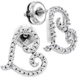 10kt White Gold Womens Round Natural Diamond Heart Love