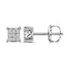 Image 1 : 10kt White Gold Womens Round Diamond Square Cluster Scr