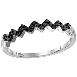 10kt White Gold Womens Round Black Colored Diamond Chev