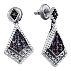 925 Sterling Silver White 0.19CTW COGNAC DIAMOND LADIES