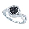 Image 1 : 10KT White Gold 0.20CTW BLACK DIAMOND MICRO-PAVE RING