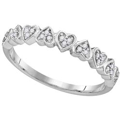 10kt White Gold Womens Round Natural Diamond Heart Love