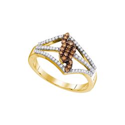 10kt Yellow Gold Womens Round Cognac-brown Colored Diam