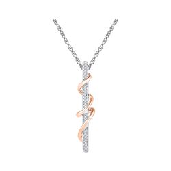10kt White & Rose Gold Womens Round Diamond Vertical St