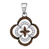 Image 1 : 10KT White Gold 0.25CTW COGNAC DIAMOND MICRO-PAVE PENDA