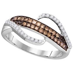 10KT White Gold 0.33CTW COGNAC DIAMOND FASHION RING