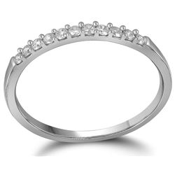 10kt White Gold Womens Round Natural Diamond Band Weddi