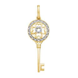 10KT Yellow Gold 0.05CTW DIAMOND KEY PENDANT