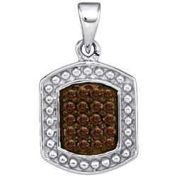 10KT White Gold 0.20CTW COGNAC DIAMOND MICRO-PAVE PENDA