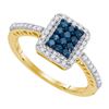 Image 1 : 10K Yellow-gold 0.45CTW BLUE DIAMOND FASHION RING