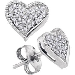 10KT White Gold 0.19CTW DIAMOND HEART EARRING