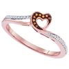 Image 1 : 10KT Rose Gold 0.10CTW DIAMOND MICRO-PAVE HEART RING
