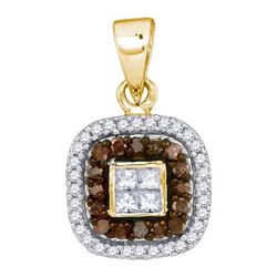 10K Yellow-gold 0.35CTW COGNAC DIAMOND MICRO-PAVE PENDA