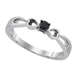 925 Sterling Silver White 0.10CTW BLACK DIAMOND FASHION