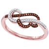 Image 1 : 10KT Rose Gold 0.12CTW DIAMOND BROWN RING