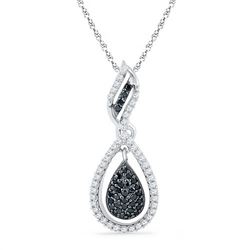 10KT White Gold 0.33CTW BLACK DIAMOND FASHION PENDANT