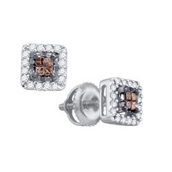 14KT White Gold 0.30CTW COGNAC DIAMOND INVISIBLE EARRIN