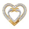 Image 1 : 10kt Yellow Gold Womens Round Diamond Nested Double Hea