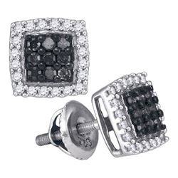 10KT White Gold 0.50CTW BLACK DIAMOND MICRO-PAVE EARRIN