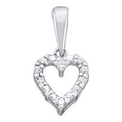 14KT White Gold 0.01CTW DIAMOND HEART PENDANT