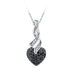 10KT White Gold 0.33CTW BLACK DIAMOND FASHION PENDANT