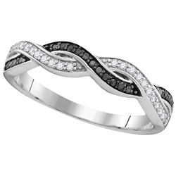 Sterling Silver Womens Round Black Colored Diamond Wove