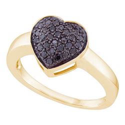 10K Yellow-gold 0.25CTW BLACK DIAMOND LADIES ROUND STUD