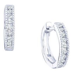 10KT White Gold 0.26CT DIAMOND FASHION HOOPS