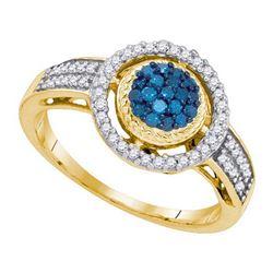 10KT Yellow Gold 0.35CTW BLUE DIAMOND MICRO-PAVE RING