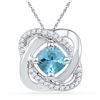 Image 1 : 10k White Gold Womens Lab-Created Blue Topaz & Natural