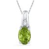 Image 1 : 10k White Gold Womens Lab-Created Peridot & Natural Dia