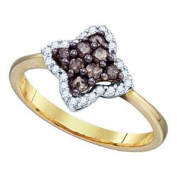 10KT Yellow Gold 0.34CTW COGNAC DIAMOND FASHION RING