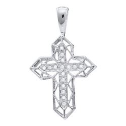 10KT White Gold 0.12CTW DIAMOND CROSS PENDANT