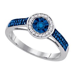 925 Sterling Silver White 0.27CTW-DIA BLUE DIAMOND RING