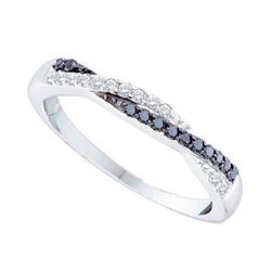 14K White-gold 0.25CTW BLACK DIAMOND FASHION BAND