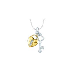 10kt Yellow Two-tone Gold Womens Round Diamond Heart Lo