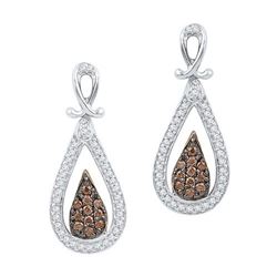 10KT White Gold 0.25CTW COGNAC DIAMOND FASHION EARRING