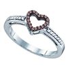 Image 1 : 10KT White Gold 0.12CTW COGNAC DIAMOND LADIES HEART RIN