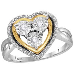 Womens Two Tone Finish Heart Love Fanook Real Diamond F