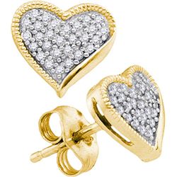 10K Yellow-gold 0.19CTW DIAMOND HEART EARRING