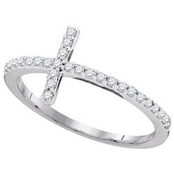10kt White Gold Womens Round Diamond Christian Cross Sl