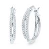 Image 1 : 10KT White Gold 0.25CtW DIAMOND HOOPS EARRING