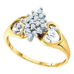 10KT Yellow Gold 0.15CTW ROUND DIAMOND LADIES CLUSTER R