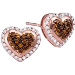 10kt Rose Gold Womens Round Cognac-brown Colored Diamon