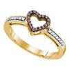 Image 1 : 10KT Yellow Gold 0.12CTW COGNAC DIAMOND HEART RING