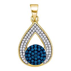 10K Yellow-gold 0.33CTW BLUE DIAMOND MICRO-PAVE PENDANT