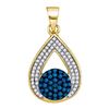 Image 1 : 10K Yellow-gold 0.33CTW BLUE DIAMOND MICRO-PAVE PENDANT