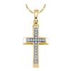 Image 1 : 925 Sterling Silver Yellow 0.05CTW DIAMOND CROSS PENDNA