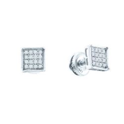 10KT White Gold 0.10CTW DIAMOND MICRO PAVE EARRINGS